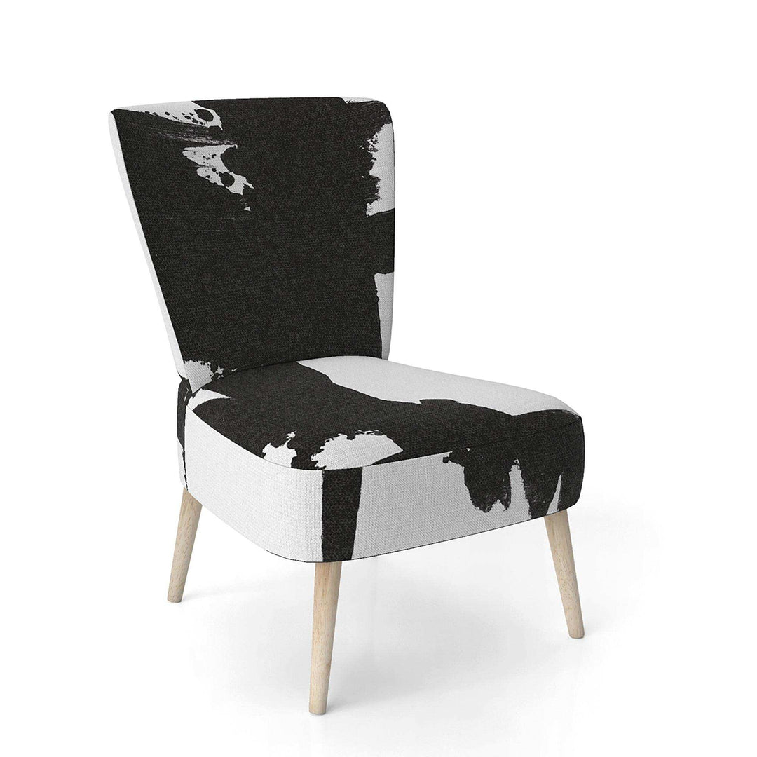 Black &amp; White Crossing Paths I Modern Accent Chair