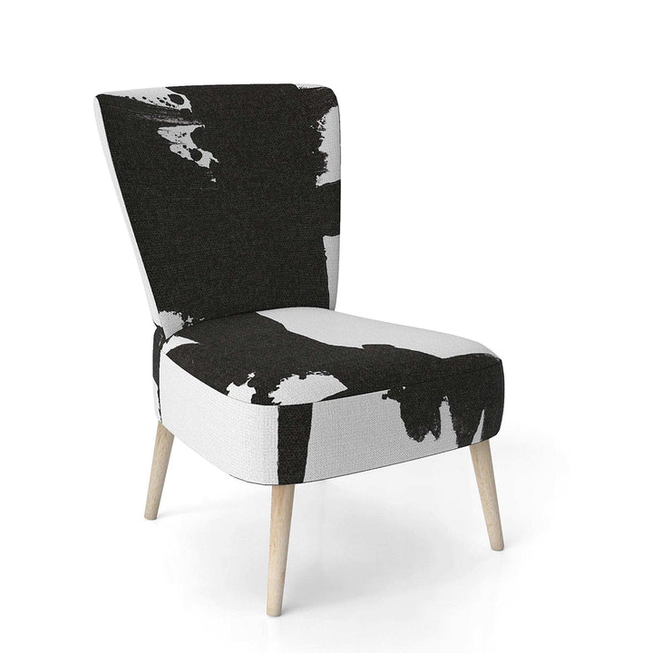 Black &amp; White Crossing Paths I Modern Accent Chair