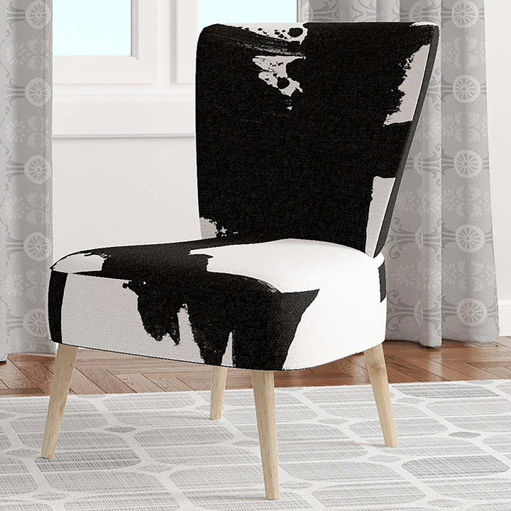 Black &amp; White Crossing Paths I Modern Accent Chair