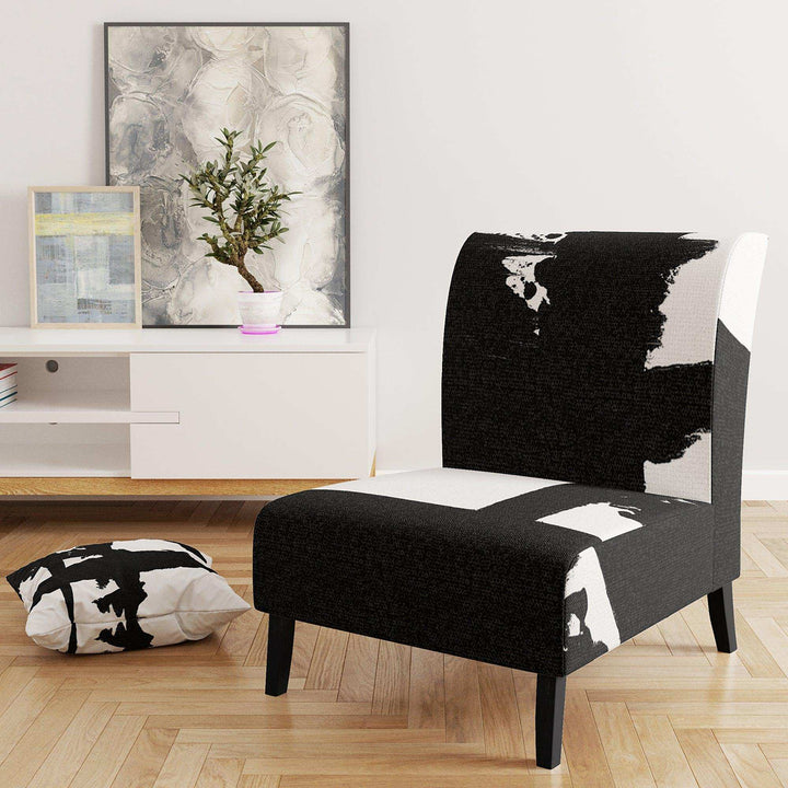 Black &amp; White Crossing Paths I Modern Accent Chair