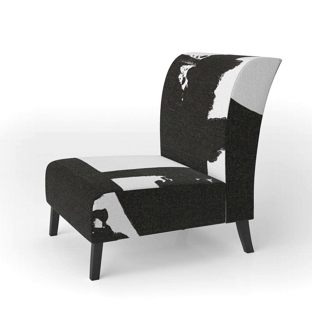 Black &amp; White Crossing Paths I Modern Accent Chair