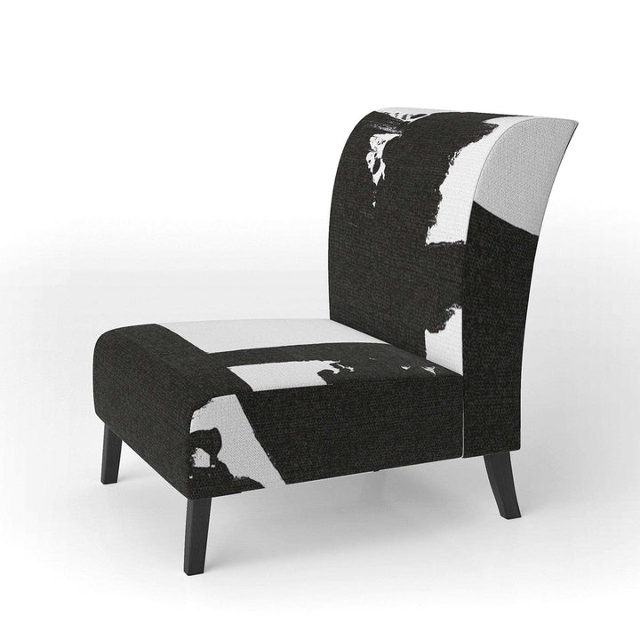 Black &amp; White Crossing Paths I Modern Accent Chair