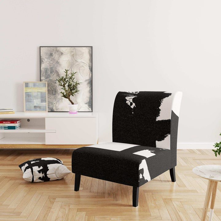 Black &amp; White Crossing Paths I Modern Accent Chair