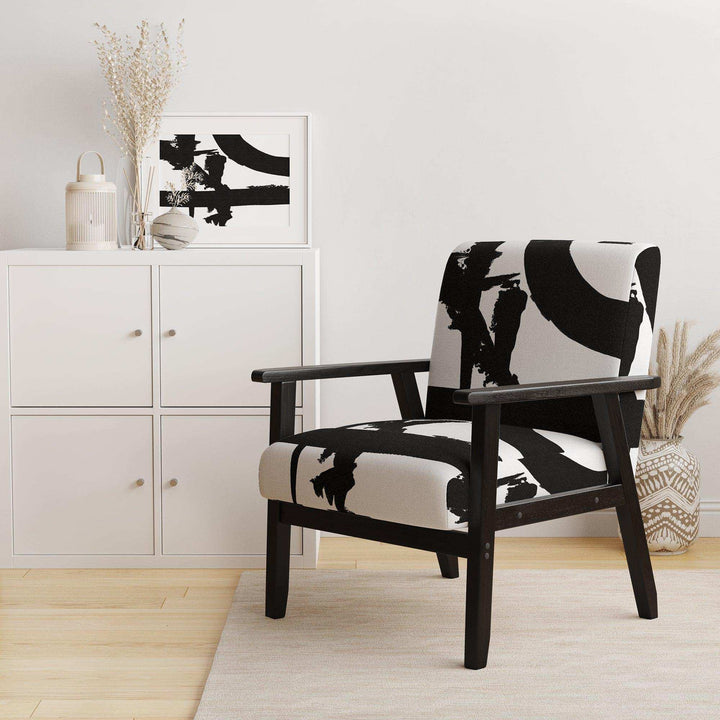 Black &amp; White Crossing Paths I Modern Accent Chair