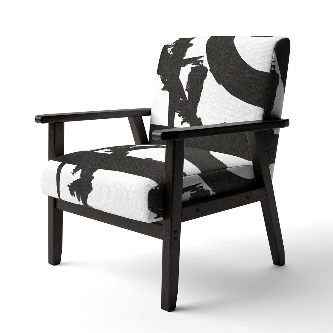 Black &amp; White Crossing Paths I Modern Accent Chair