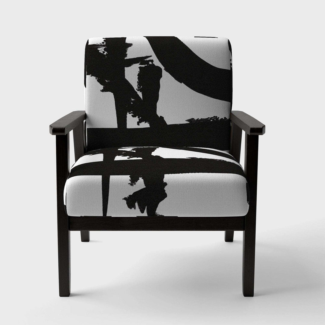 Black &amp; White Crossing Paths I Modern Accent Chair