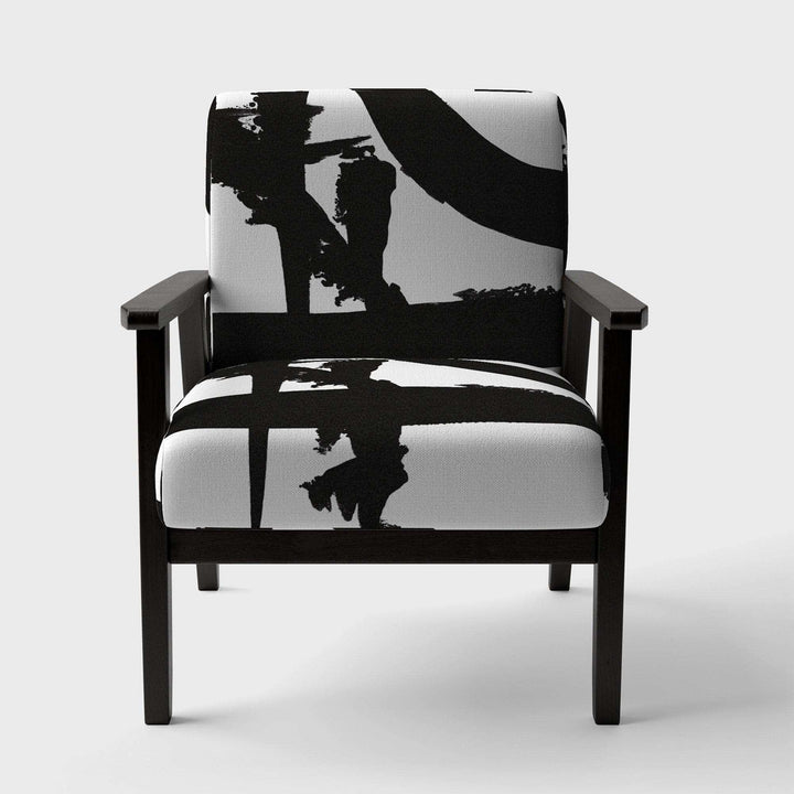 Black &amp; White Crossing Paths I Modern Accent Chair