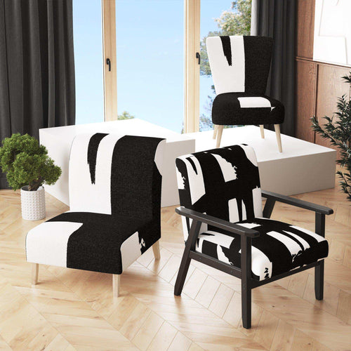 Black & White Crossing Paths II - Mid-Century Modern Accent Chair