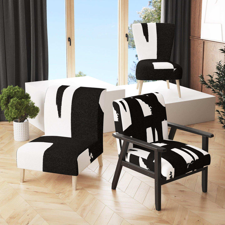 Black &amp; White Crossing Paths II Modern Accent Chair