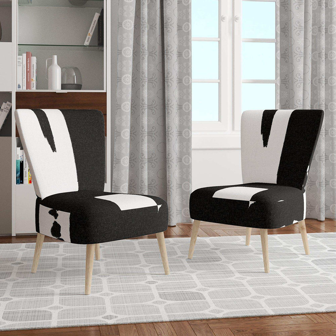 Black &amp; White Crossing Paths II Modern Accent Chair