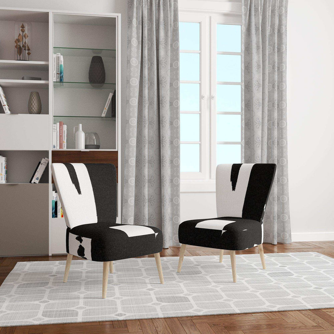 Black &amp; White Crossing Paths II Modern Accent Chair