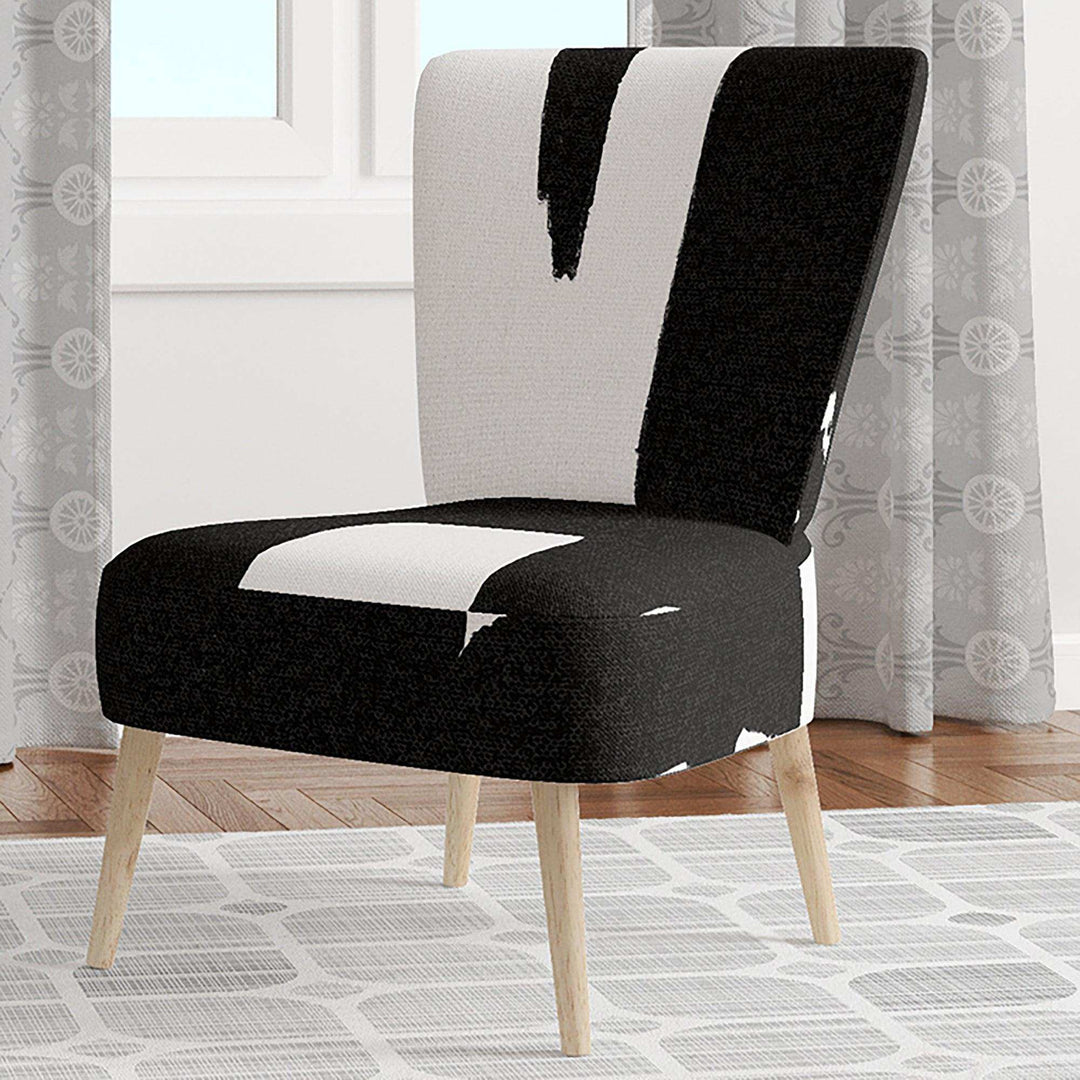 Black &amp; White Crossing Paths II Modern Accent Chair