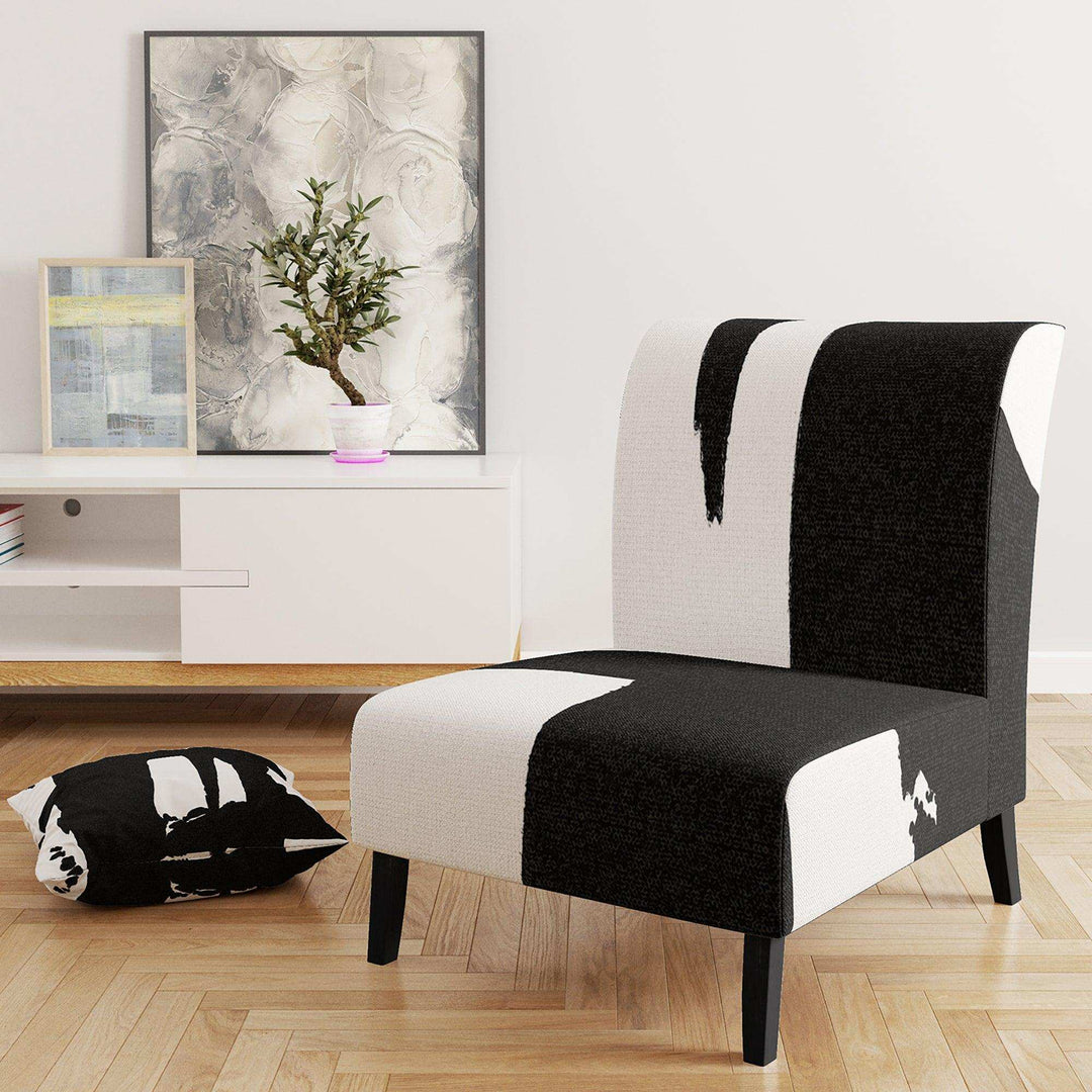 Black &amp; White Crossing Paths II Modern Accent Chair
