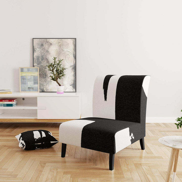 Black &amp; White Crossing Paths II Modern Accent Chair