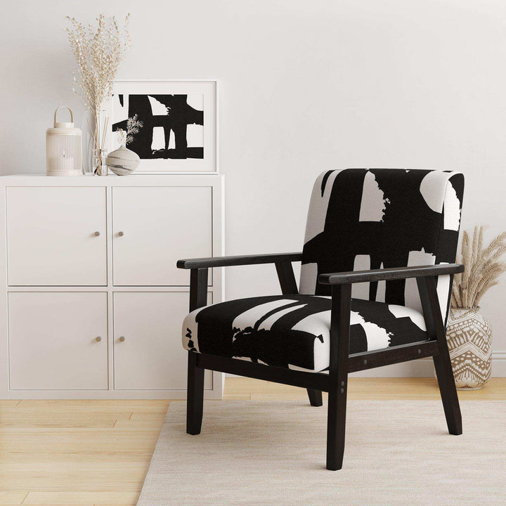 Black &amp; White Crossing Paths II Modern Accent Chair