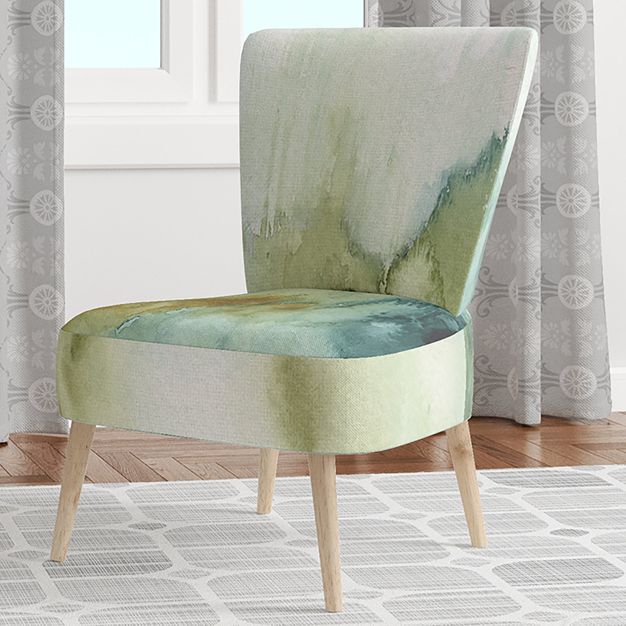 Abstract Watercolor Green House Modern Accent Chair Side Chair