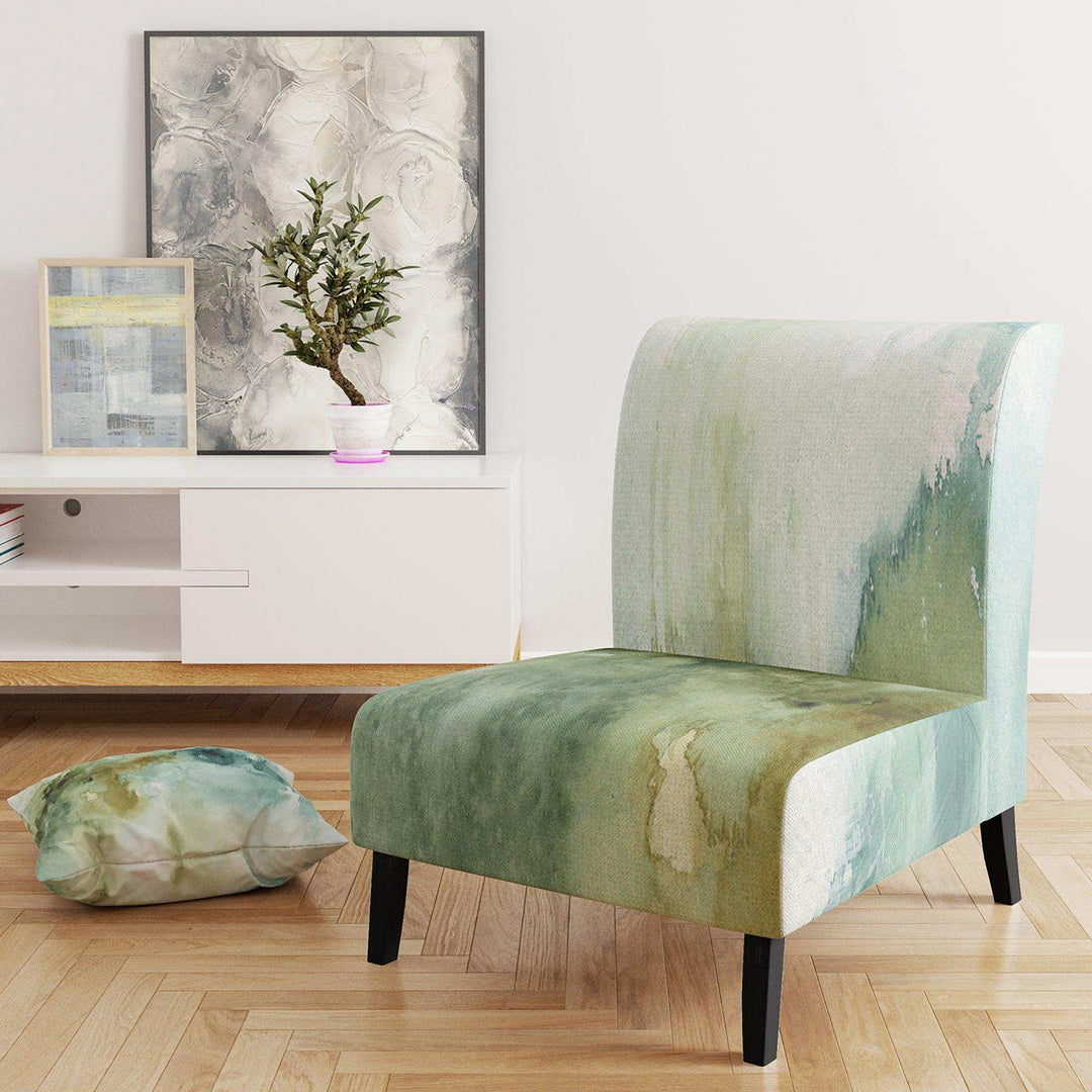 Abstract Watercolor Green House Modern Accent Chair Slipper Chair