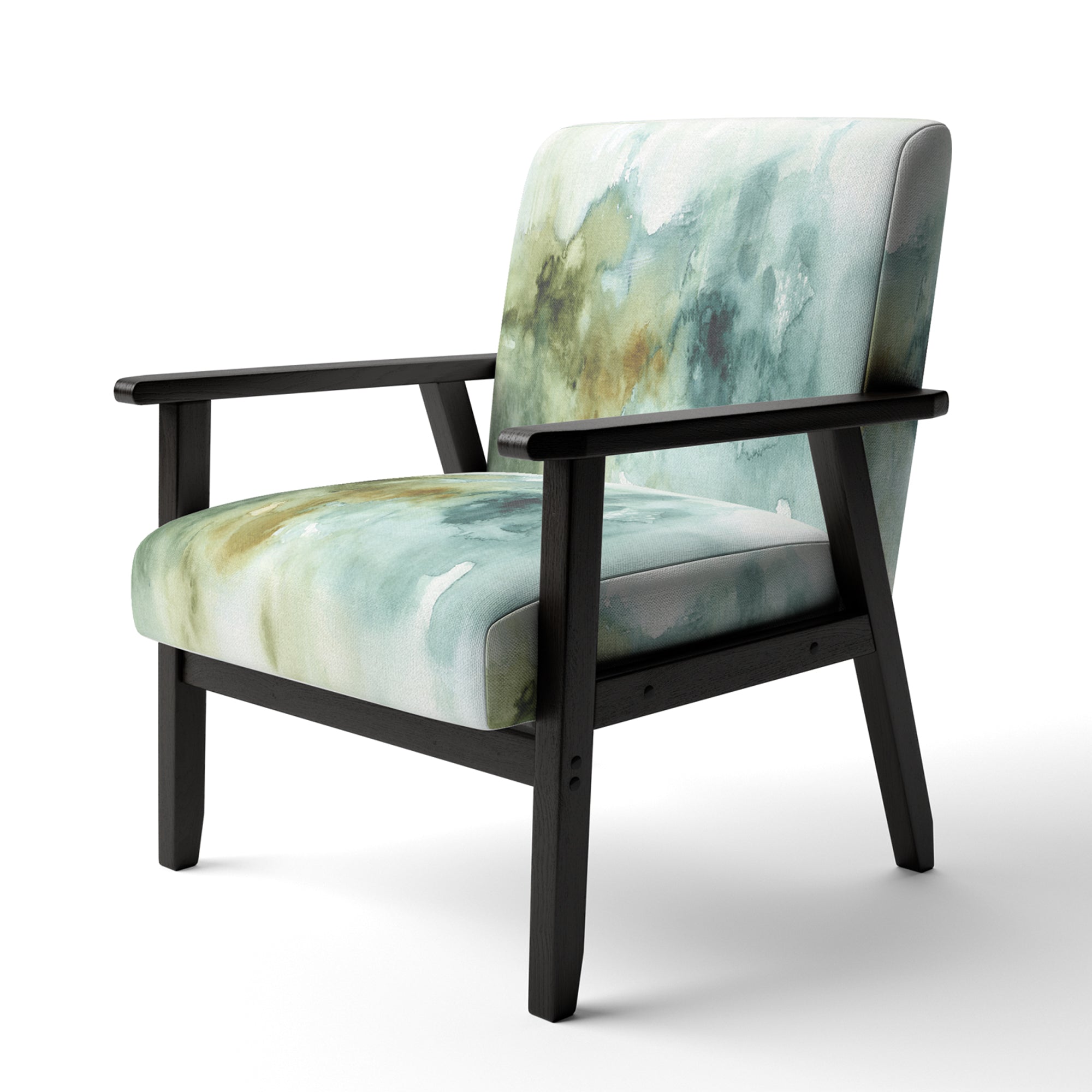 Abstract Watercolor Green House Modern Accent Chair Arm Chair