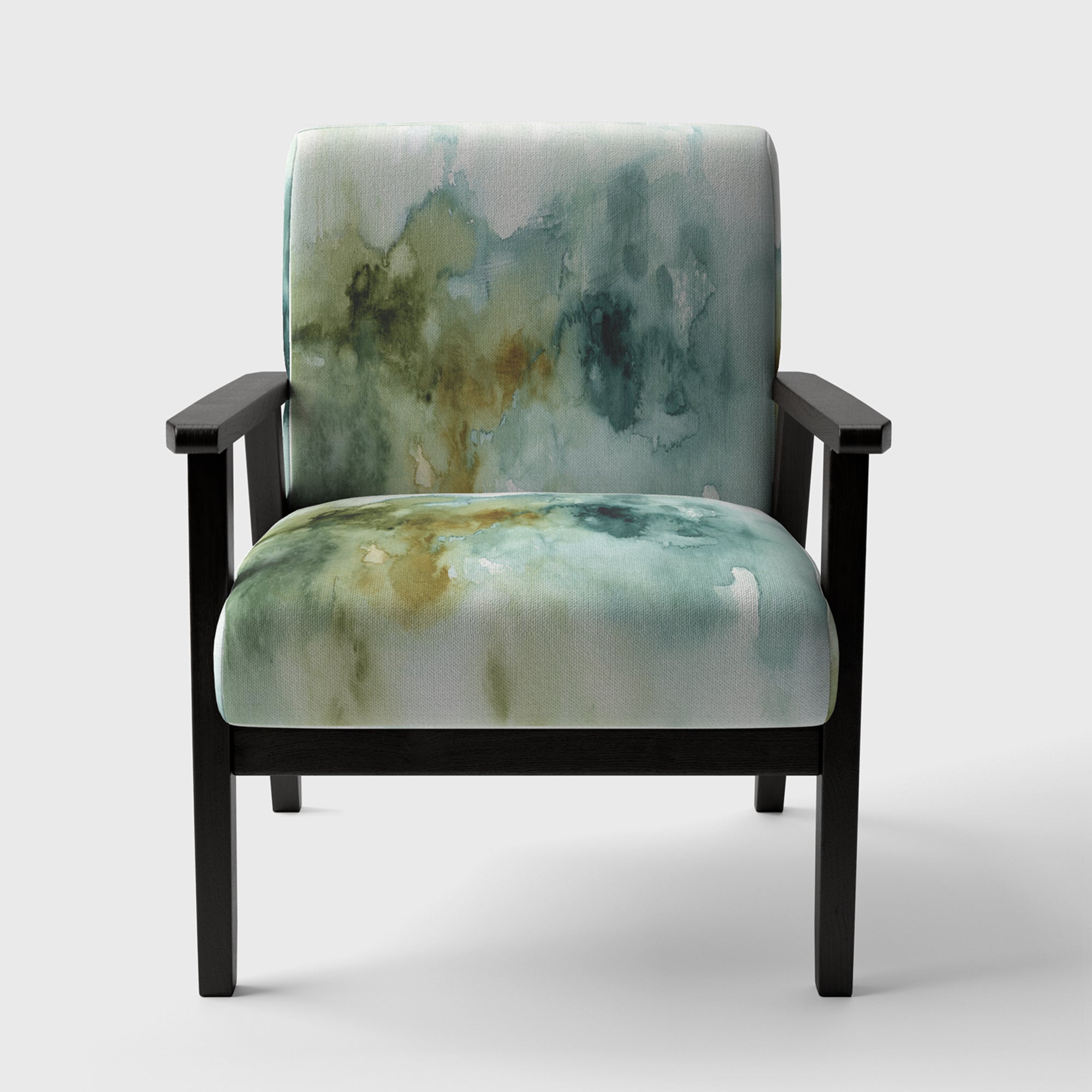 Abstract Watercolor Green House Modern Accent Chair Arm Chair