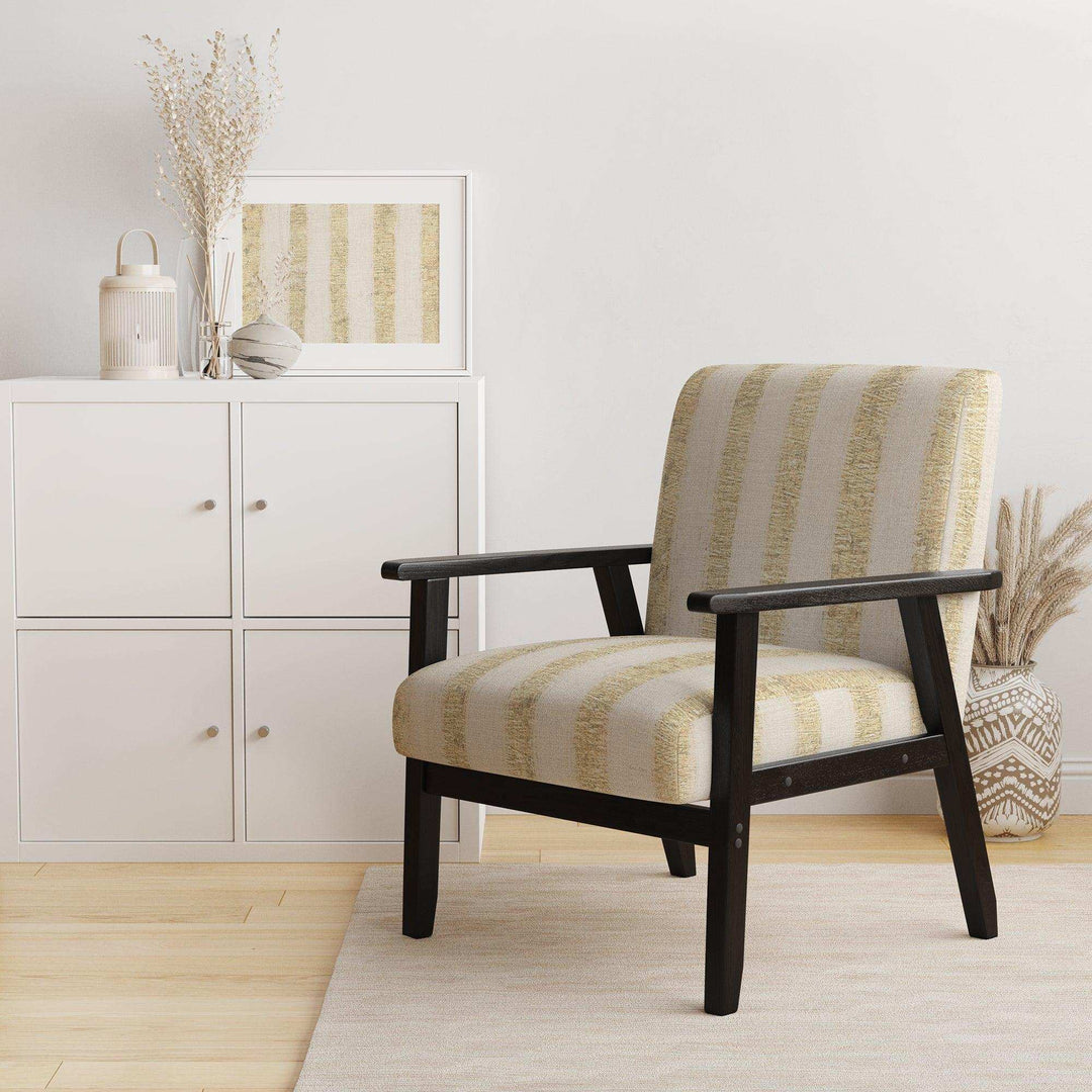 Gold Glam Stipes Pattern Modern Glam Accent Chair