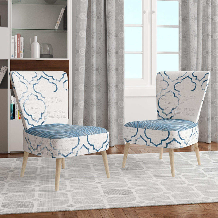 Navy Blue Scallop Shell Nautical &amp; Coastal Accent Chair