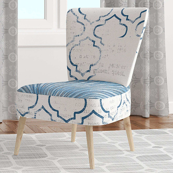 Navy Blue Scallop Shell Nautical &amp; Coastal Accent Chair