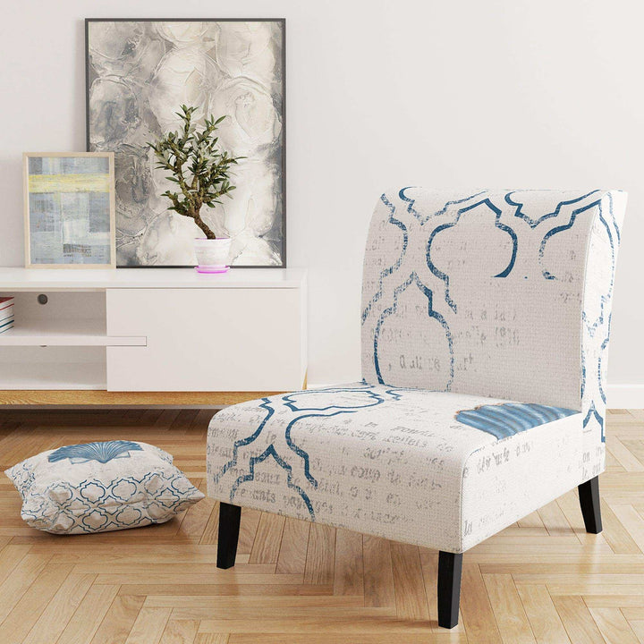 Navy Blue Scallop Shell Nautical &amp; Coastal Accent Chair