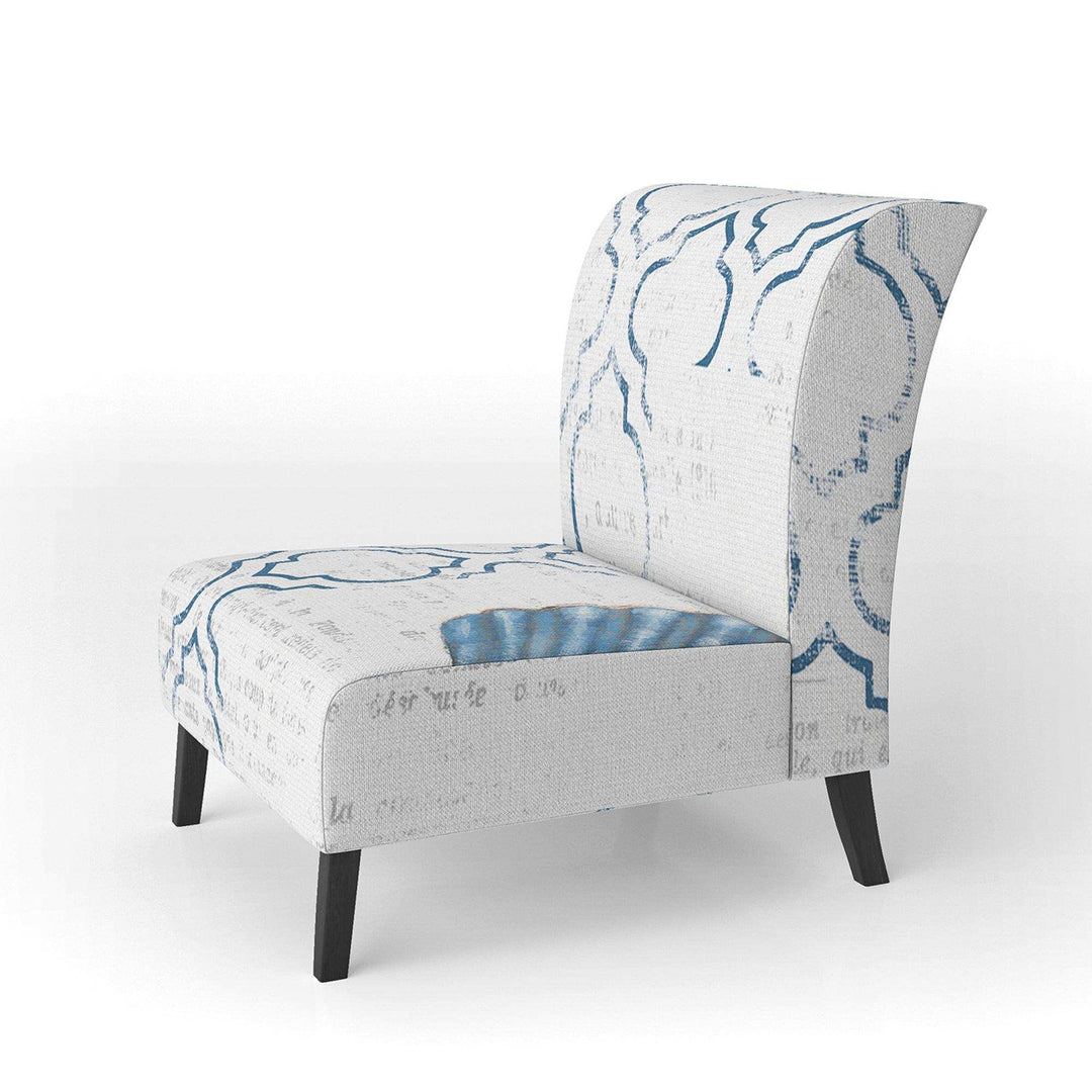 Navy Blue Scallop Shell Nautical &amp; Coastal Accent Chair