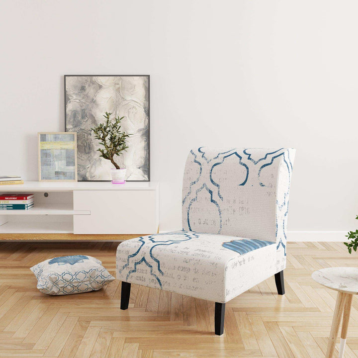 Navy Blue Scallop Shell Nautical &amp; Coastal Accent Chair