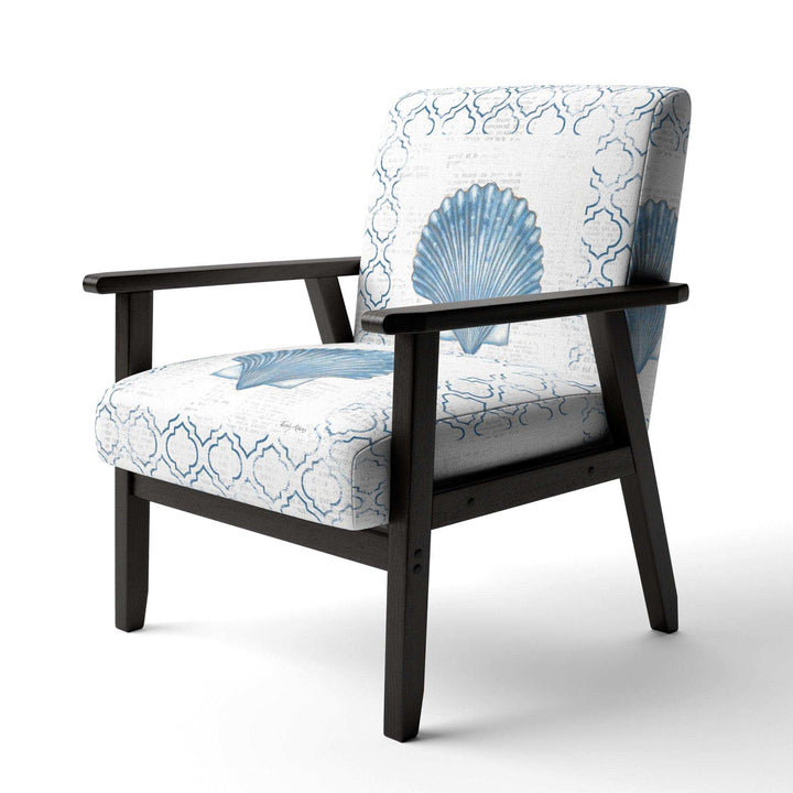Navy Blue Scallop Shell Nautical &amp; Coastal Accent Chair