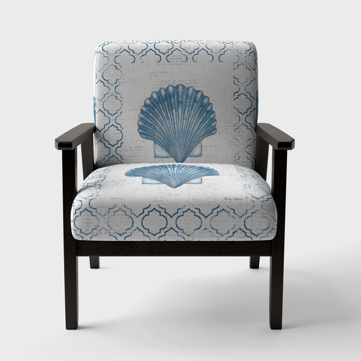 Navy Blue Scallop Shell Nautical &amp; Coastal Accent Chair