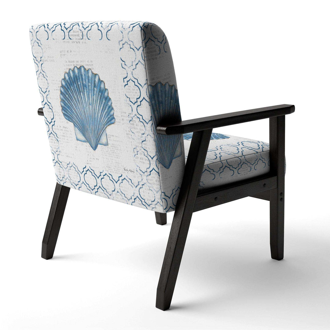 Navy Blue Scallop Shell Nautical &amp; Coastal Accent Chair