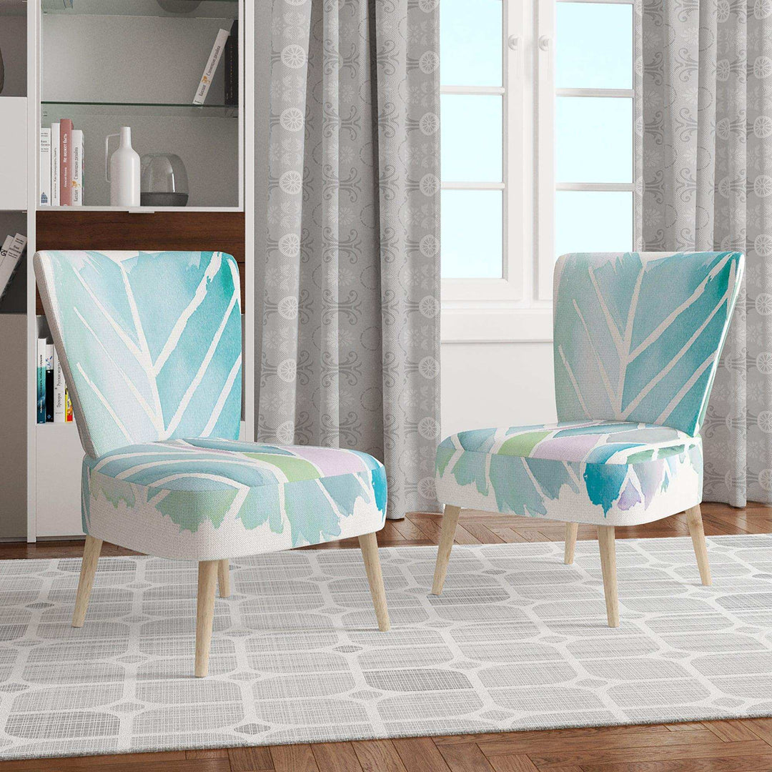 Watercolor Geometric Swatch Element IV Mid-Century Accent Chair