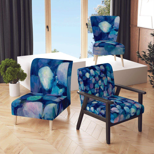 Abstract Blue Flower Petals - Farmhouse Accent Chair