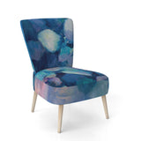 Abstract Blue Flower Petals Traditional Accent Chair Side Chair