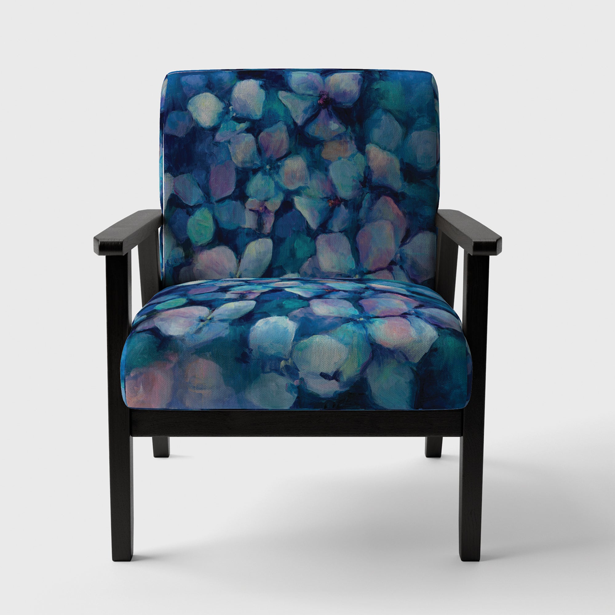 Abstract Blue Flower Petals Traditional Accent Chair Arm Chair