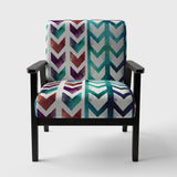 Geometric Pattern of Red And Blue Arrows Transitional Accent Chair