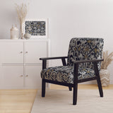 Gold Mettalic Floral Strapwork Glam Accent Chair