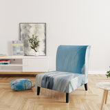 White Flower on Blue I Farmhouse Accent Chair