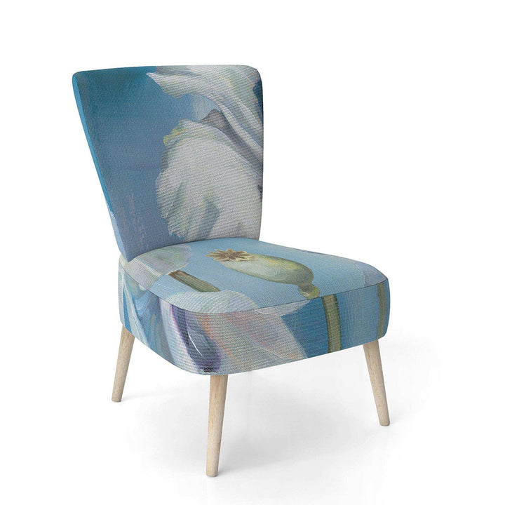 White Flower on Blue II Farmhouse Accent Chair