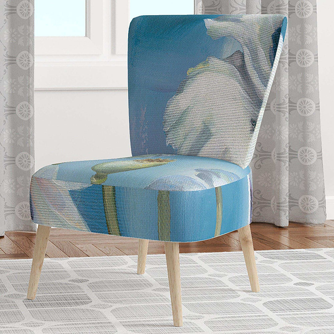 White Flower on Blue II Farmhouse Accent Chair