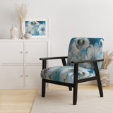 White Flower on Blue II Farmhouse Accent Chair