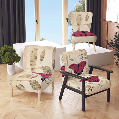 Red Farmhouse Butterfly - French Country Accent Chair