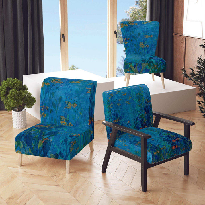 Blue Underwater Lake leaves I Nautical &amp; Coastal Accent Chair