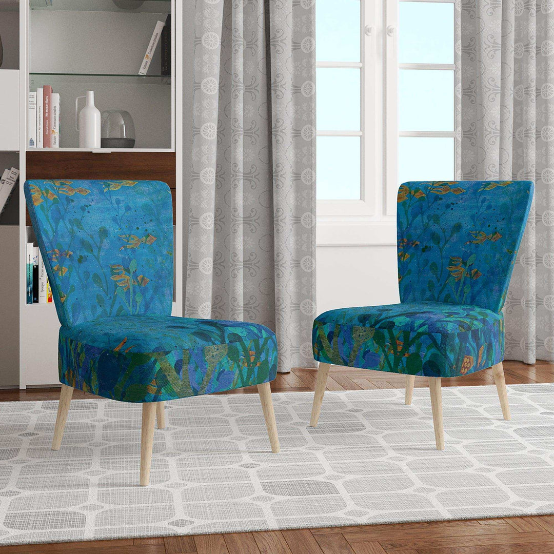 Blue Underwater Lake leaves I Nautical &amp; Coastal Accent Chair