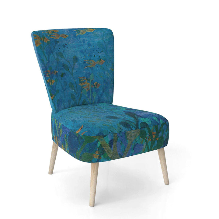 Blue Underwater Lake leaves I Nautical &amp; Coastal Accent Chair