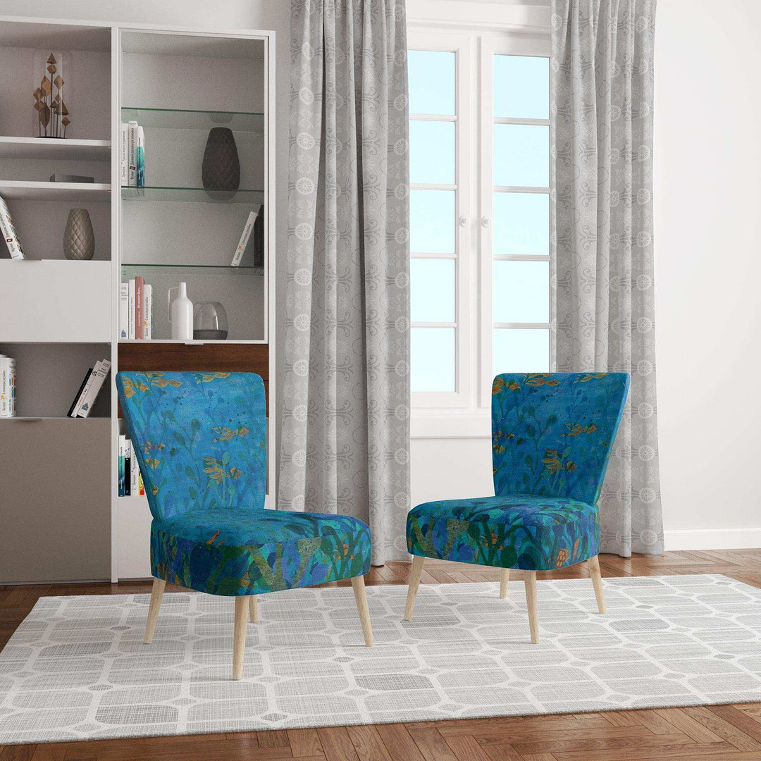 Blue Underwater Lake leaves I Nautical &amp; Coastal Accent Chair