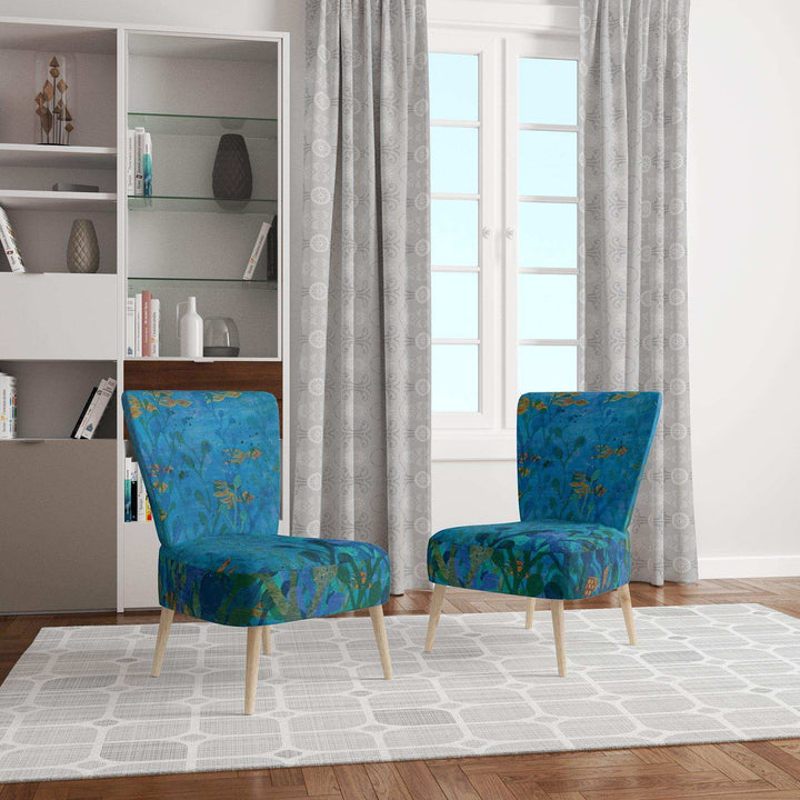 Blue Underwater Lake leaves I Nautical &amp; Coastal Accent Chair