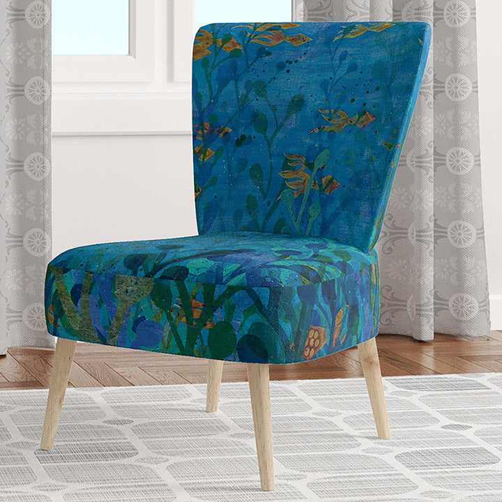 Blue Underwater Lake leaves I Nautical &amp; Coastal Accent Chair