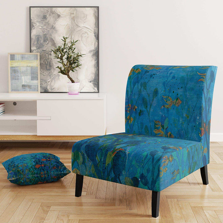 Blue Underwater Lake leaves I Nautical &amp; Coastal Accent Chair